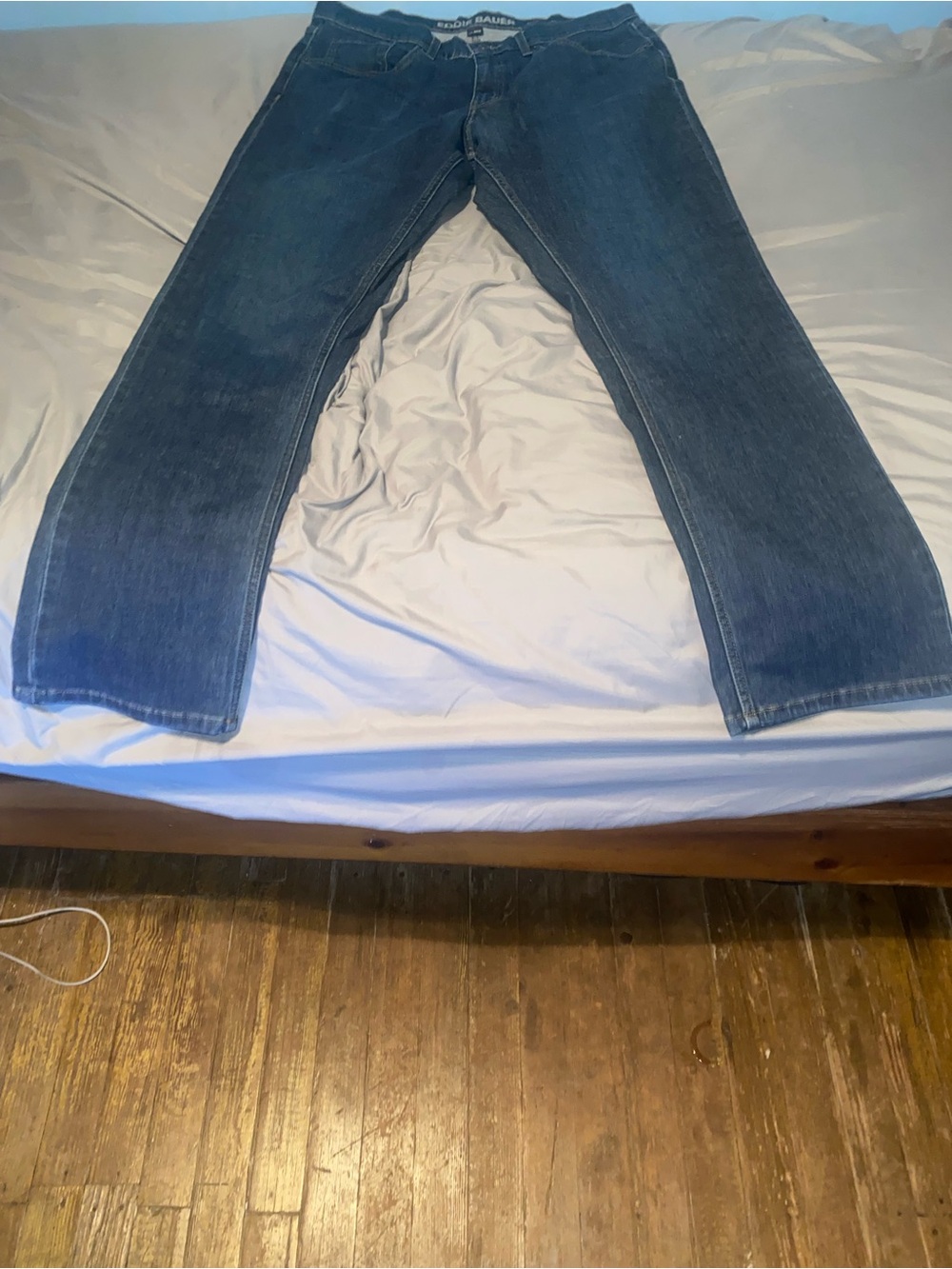 Eddie Bauer Men's Straight Jeans in Dark Blue Denim